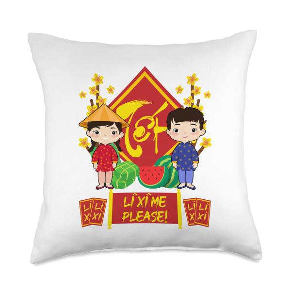 Li Xi Me Please! | Tet Vietnamese New Year 2024 Throw Pillow