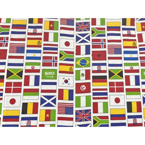 AMORNPHAN 45インチ 国際旗 国旗 イギリス アメリカ 日本プリント コットン生地 パッチワーク 針仕事用 DIY ハンドメイド 裁縫 クラフト ホームデコレーション 1