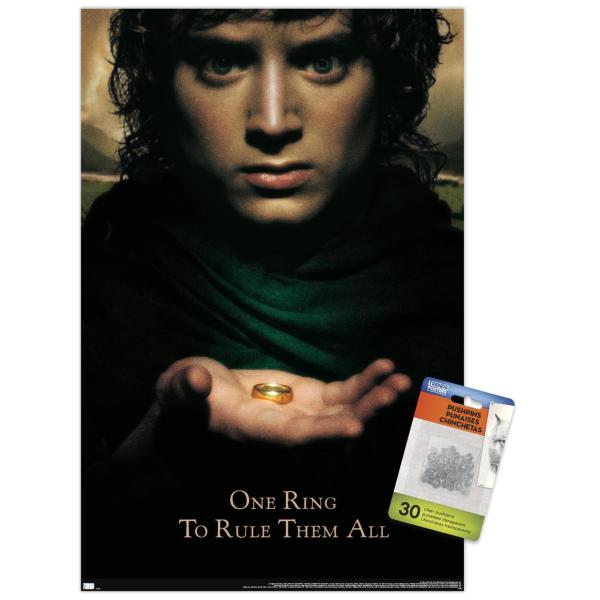 Trends International The Lord of the Rings: The Fellowship of the Ring - One Sheet Wall Poster, 14.72" x 22.37", Premium Poster ＆ Push Pin Bundle