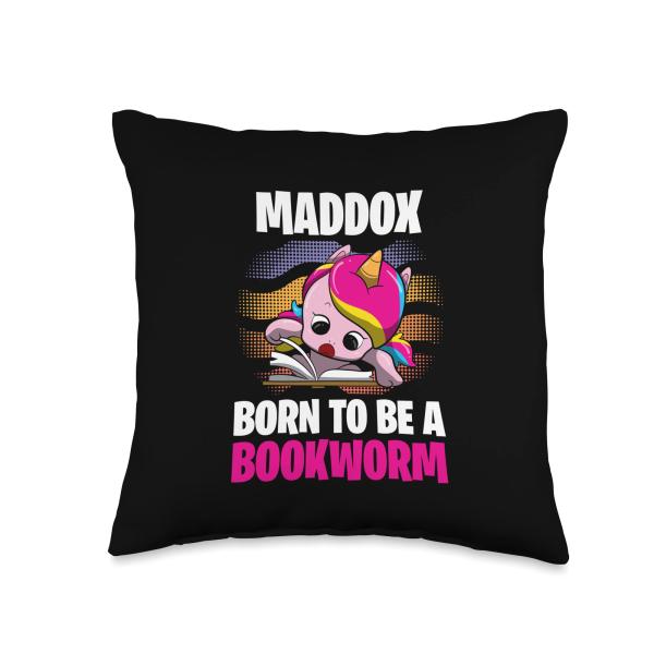 Maddox - Born To Be A Bookworm - Personalized Throw Pillow