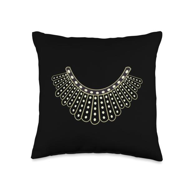 RBG Ruth Bader Ginsburg Dissent Collar pattern Throw Pillow