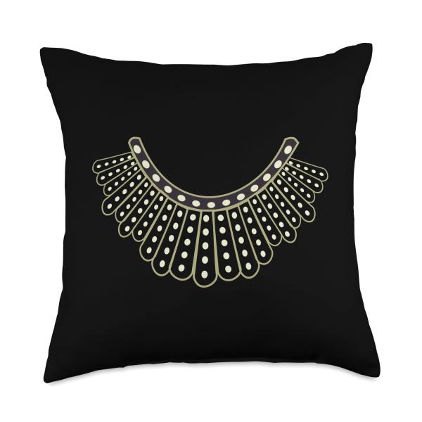 RBG Ruth Bader Ginsburg Dissent Collar pattern Throw Pillow