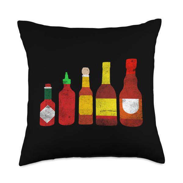 Spicy Habanero Gourmet with Hot Bottle Sauce Throw Pillow