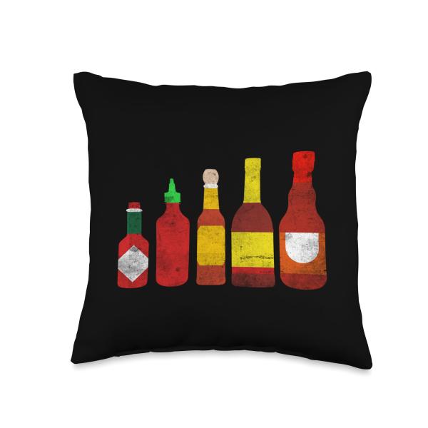 Spicy Habanero Gourmet with Hot Bottle Sauce Throw Pillow