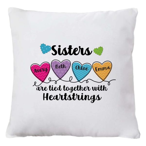 Let's Make Memories Personalized Throw Pillow - for Sisters - Heartstrings - 2-6 Names - Home D〓cor