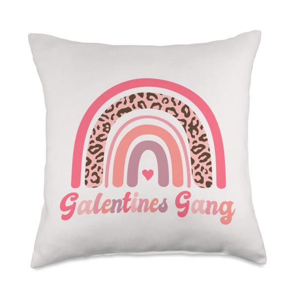 2025 Galentines Gang Galentine Boho Rainbow Single Awareness Throw Pillow
