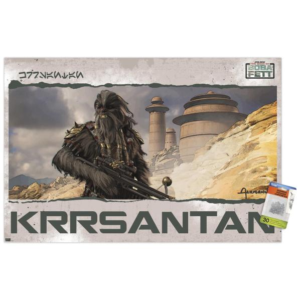 Trends International Star Wars: The Book of Boba Fett - Black Krrsantan Concept Art Wall Poster, 22.37" x 34.00", Premium Poster ＆ Push Pin Bundle