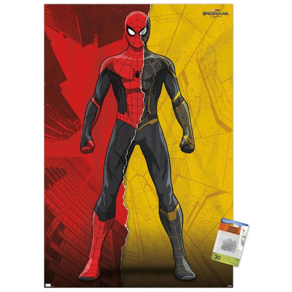 Trends International Marvel Spider-Man: No Way Home - Costume Blend Wall Poster, 22.37" x 34.00", Premium Poster ＆ Push Pin Bundle