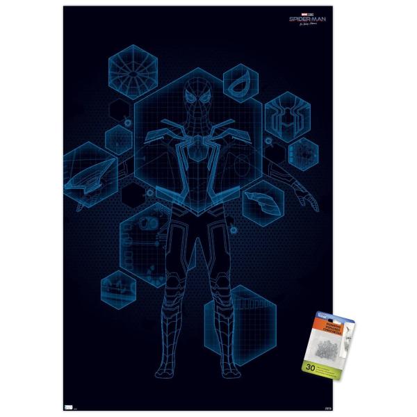 Trends International Marvel Spider-Man: No Way Home - Tech Wall Poster, 22.37" x 34.00", Premium Poster ＆ Push Pin Bundle