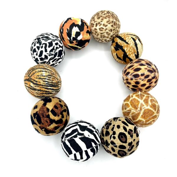 Welcome to The Jungle Animal Safari Print Fabric Wrapped Balls- Zebra Cheetah Tiger Giraffe Jaguar Bowl Filler Orbs, Set of 10