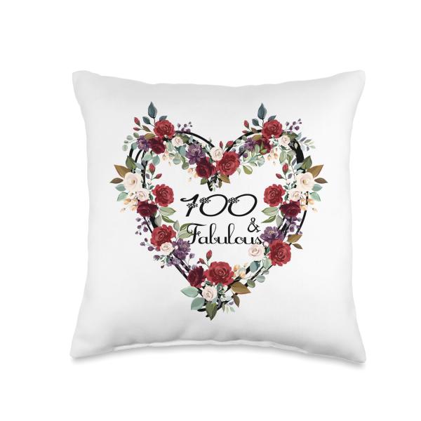 100 ＆ Fabulous 100 Years Old 100th Birthday Gift For Women Throw Pillow
