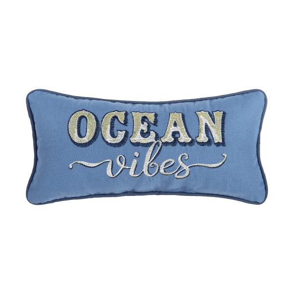 C＆F Home Ocean Vibes Embroidered Throw Pillow 6" x 12" Blue