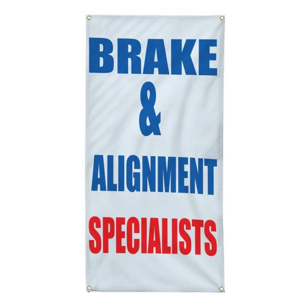 Vertical Vinyl Banner Multiple Sizes Brake ＆ Alignment Specialists Business Automotive Outdoor Weatherproof Industrial Yard Signs 4 Grommets 40x16Inc