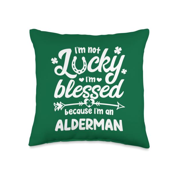 StudioMetzger St Patricks Day Not Lucky I'm Blessed Alderman Christian Throw Pillow, 16x16