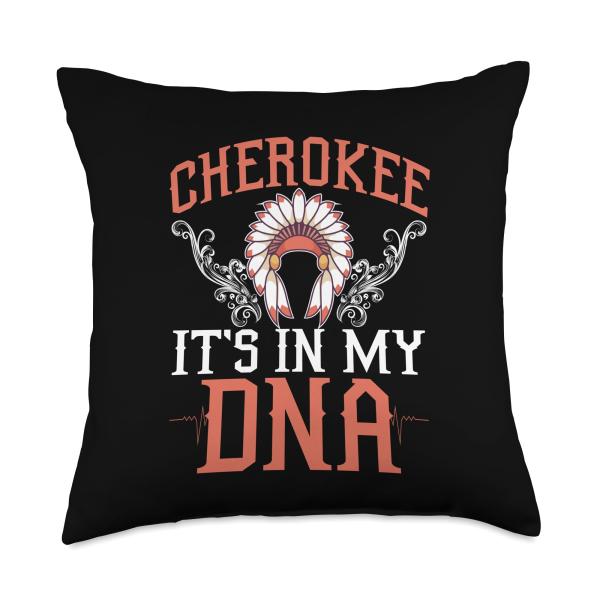 Cherokee My DNA Native Americans Design Throw Pillow