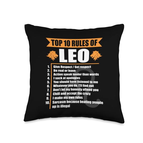 Leo Rules Funny Zodiac Sign Leos Birthday Graphic Throw Pillow