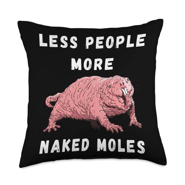 Naked Mole Rat Less People More Naked Moles Naked Mole Throw Pillow
