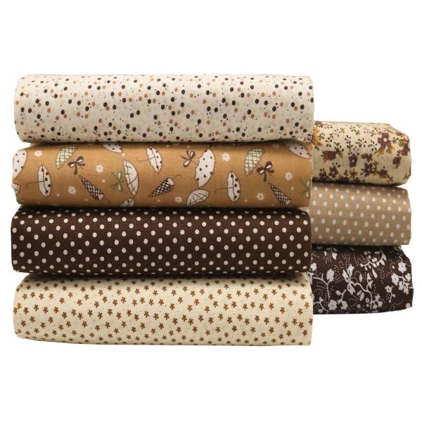 OZXCHIXU 7PCS/lot Coffee Series Floral Cotton Fabric Quilting Patchwork Fabric Fat Quarter Bundles Fabric for Scrapbooking Cloth Sewing DIY Crafts Han