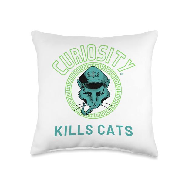 Curiosity Kills Cats. Cat Lovers Ironic Vintage Throw Pillow
