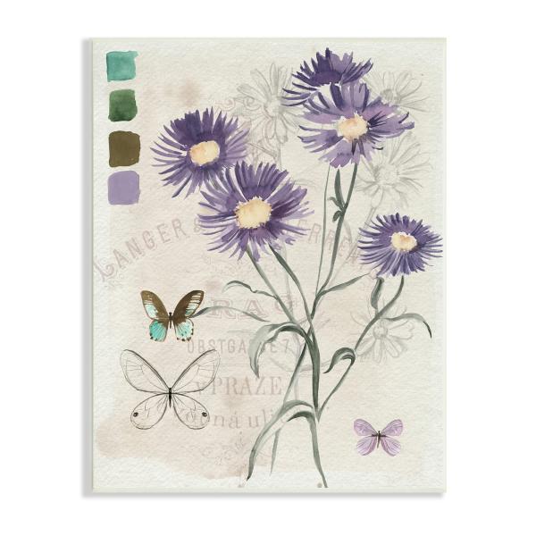 Stupell Industries Wild Flower Butterfly Stencil Vintage Paint Hue Palette, Design by Jennifer Paxton Parker