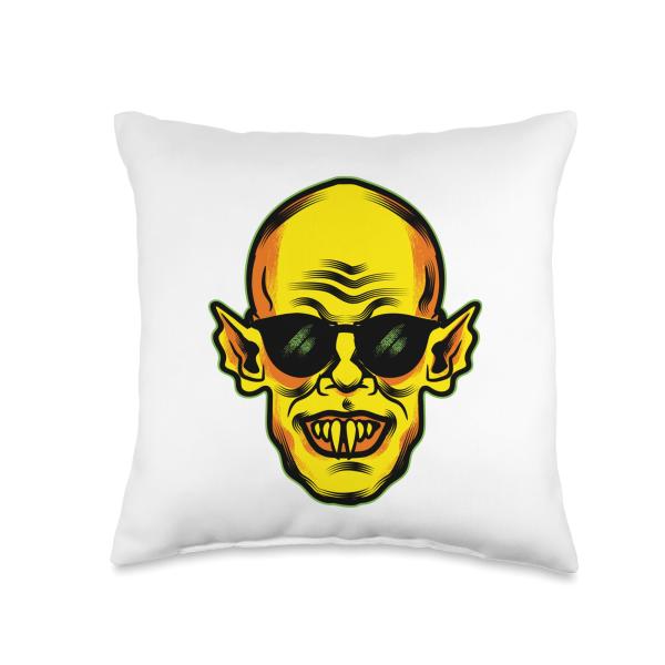 Cool Nosferatu Vampire Retro Horror Halloween Art Throw Pillow