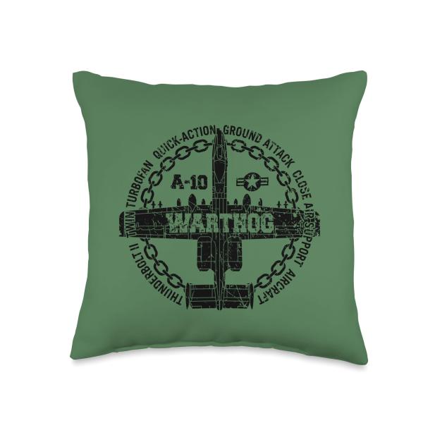 Vintage A-10 Thunderbolt II Warthog Attack Jet Aircraft Throw Pillow