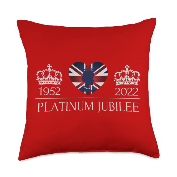British Queen Monarchy Platinum Jubilee 70th Anniversary Throw Pillow