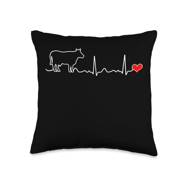 I Love My Cow Valve EKG Heartbeat Heart Patient Throw Pillow