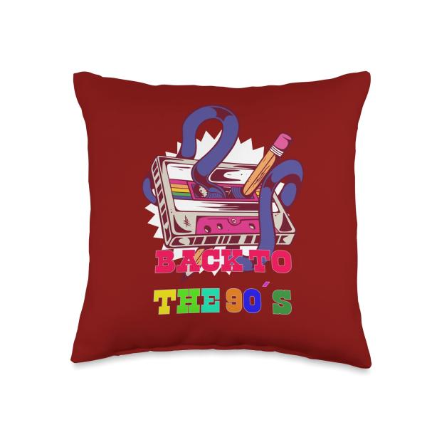 Back to 90´s 1990 nineties 90s Years 90 Music Tape Cassette Throw Pillow