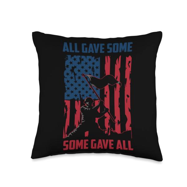 All Gave Some Some Gave All 4th Of July American Flag Hat Throw Pillow