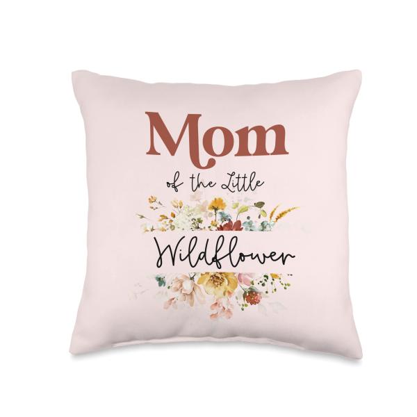 Mom Of The Little Wildflower Birthday Party Baby Shower Idea Throw Pillow
