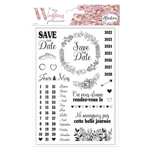 Aladine - ウェディングプランナー Save The Date - スタンプシート ウェディングを整理して計画する クリエイティブなルック