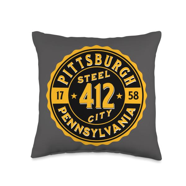 Pittsburgh 412 Pennsylvania Steel City Home Vintage Throw Pillow