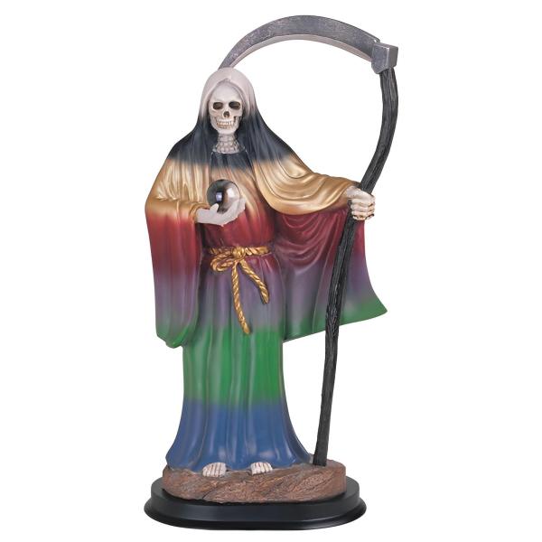 ICE ARMOR 12" H Rainbow Santa Muerte Holding Scythe Statue Our Lady of The Holy Death Figurine Religious Decoration
