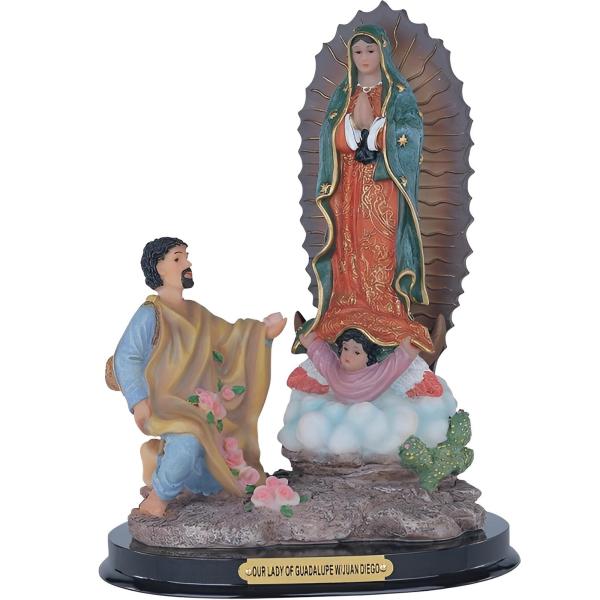 ICE ARMOR 9" H Our Lady of Guadalupe with Saint Juan Diego Holy Figurine Religious Decoration Office Desk/Home/Living Room/Table Decor, Perfect House