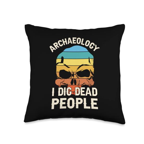 Antique Archeology I Dig Dead People Skeletal Archaeologist Throw Pillow