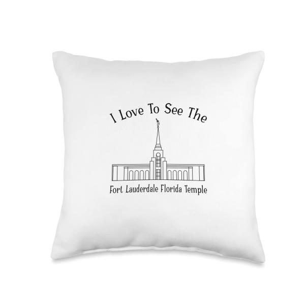 Ft Lauderdale FL Temple, I love to see my temple, happy Throw Pillow