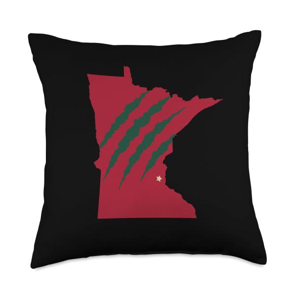 Wild Animal Scratches through Minnesota Throw Pillow