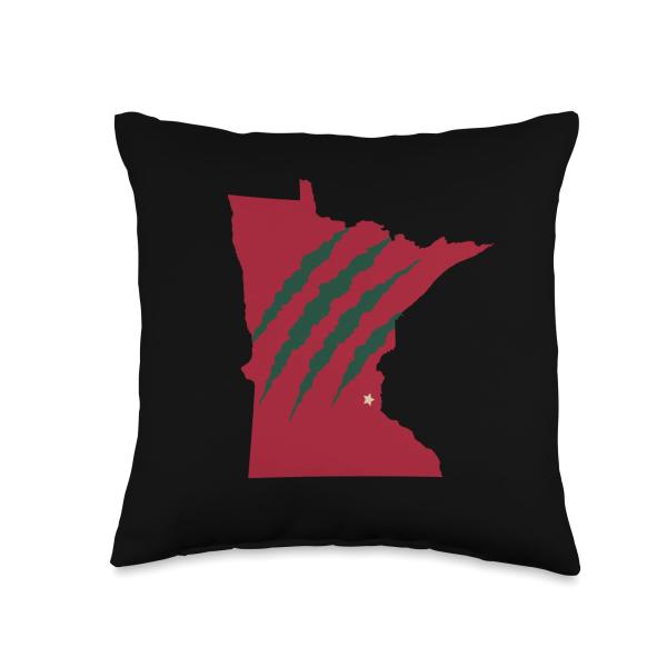 Wild Animal Scratches through Minnesota Throw Pillow