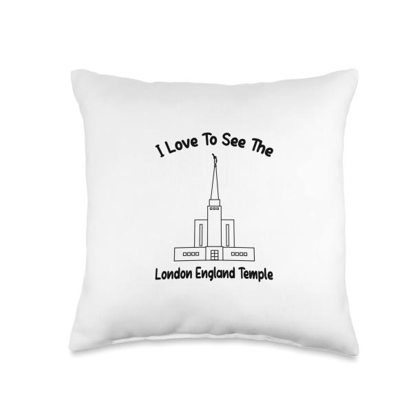 London England Temple, I love to see my temple, primary Throw Pillow