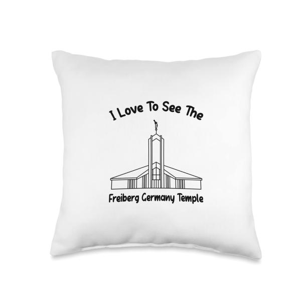 Freiberg Germany Temple, I love to see my temple, primary Throw Pillow