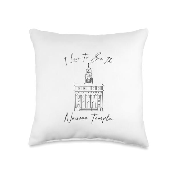 Nauvoo IL Temple, I love to see my temple, calligraphy Throw Pillow