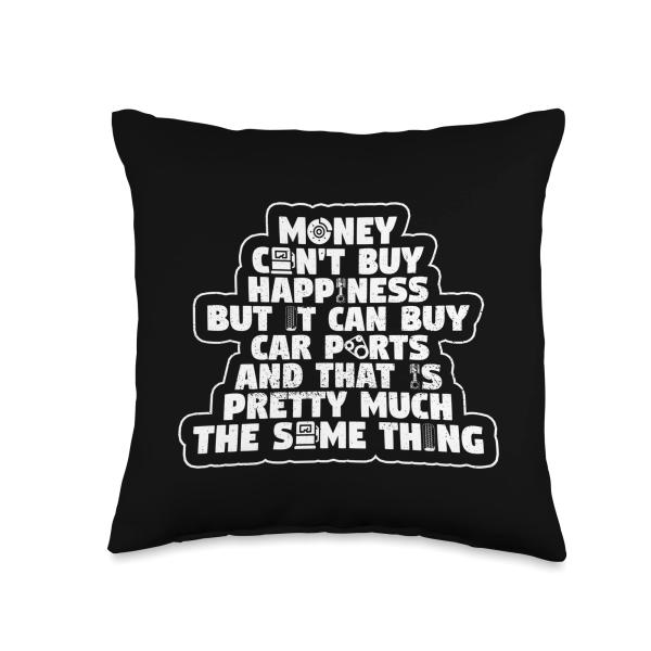 Money Can't Buy Happiness But Car Parts Drift Funny Car Guy Throw Pillow