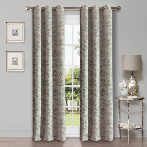 Superior Blackout Curtains, Room Darkening Window Accent for Bedroom, Sun Blocking, Thermal, Modern Bohemian Curtains, Leaves Collection, Set of 2 Pan