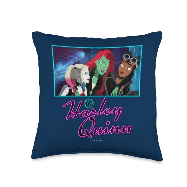 Harley Quinn Poison Ivy and Catwoman, Friends Forever Throw Pillow