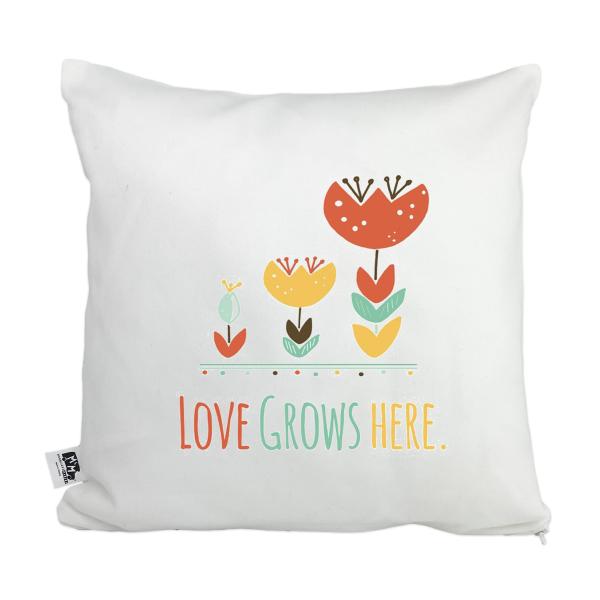 Moonlight Makers, Love Grows Here, Decorative Pillow Case, 100% Cotton Canvas Pillowcase, Farmhouse Decor, Gift for Home