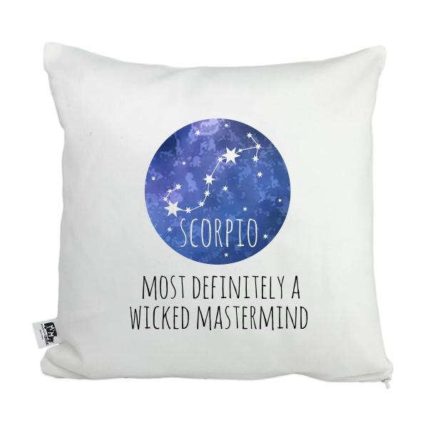 Moonlight Makers, Scorpio - Most Definitely A Wicked Mastermind, Decorative Pillow Case, 100% Cotton Canvas Pillowcase, Farmhouse Decor, Gift for Home