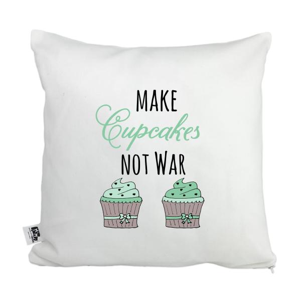 Moonlight Makers, Make Cupcakes Not War, Decorative Pillow Case, 100% Cotton Canvas Pillowcase, Farmhouse Decor, Gift for Home