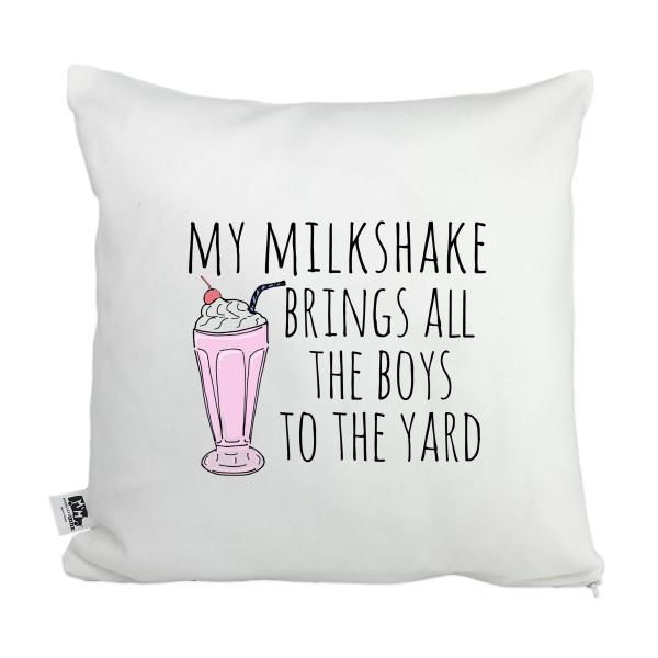 Moonlight Makers, Decorative Pillow Case, 100% Cotton Canvas Pillowcase, Farmhouse Decor, Gift for Home, Funny Design (My Milkshake Brings The Boys to