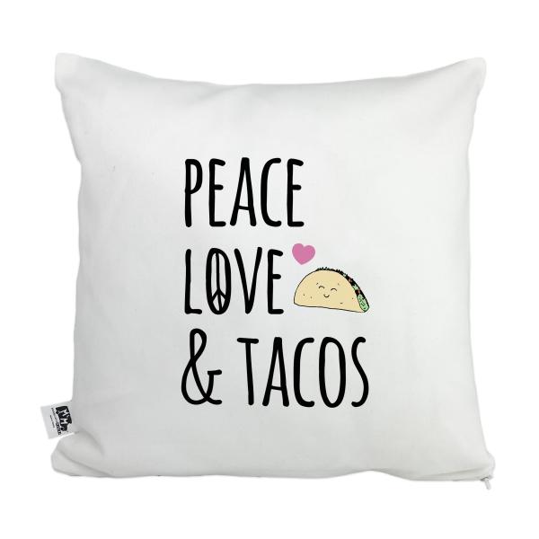 Moonlight Makers, Peace Love and Tacos, Decorative Pillow Case, 100% Cotton Canvas Pillowcase, Farmhouse Decor, Gift for Home